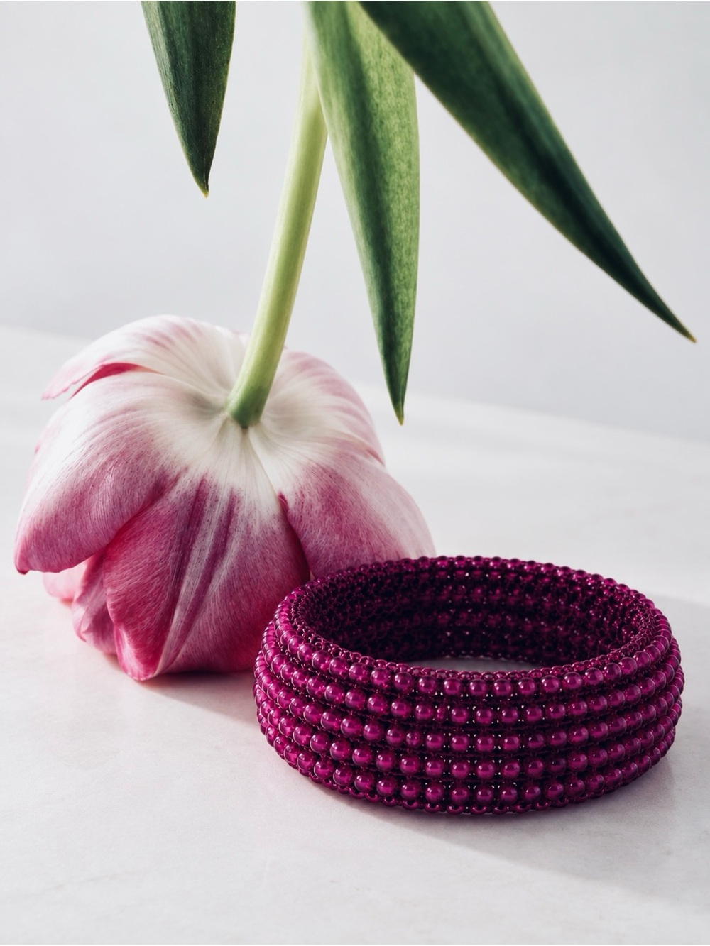 Handwoven Purple Seed Bead Crochet Cuff Bracelet Wide Boho Statement Bangle